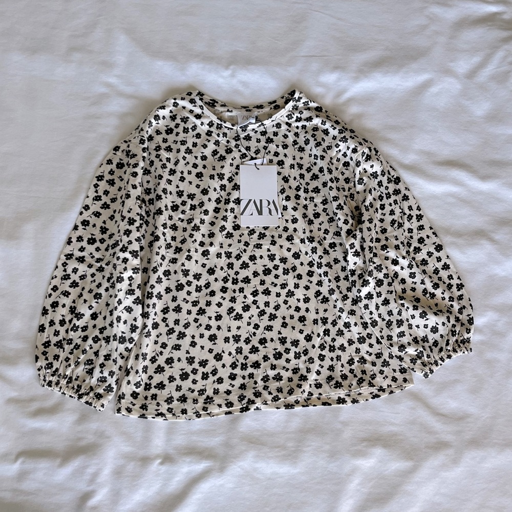 Zara girls long sleeve flower patterned top